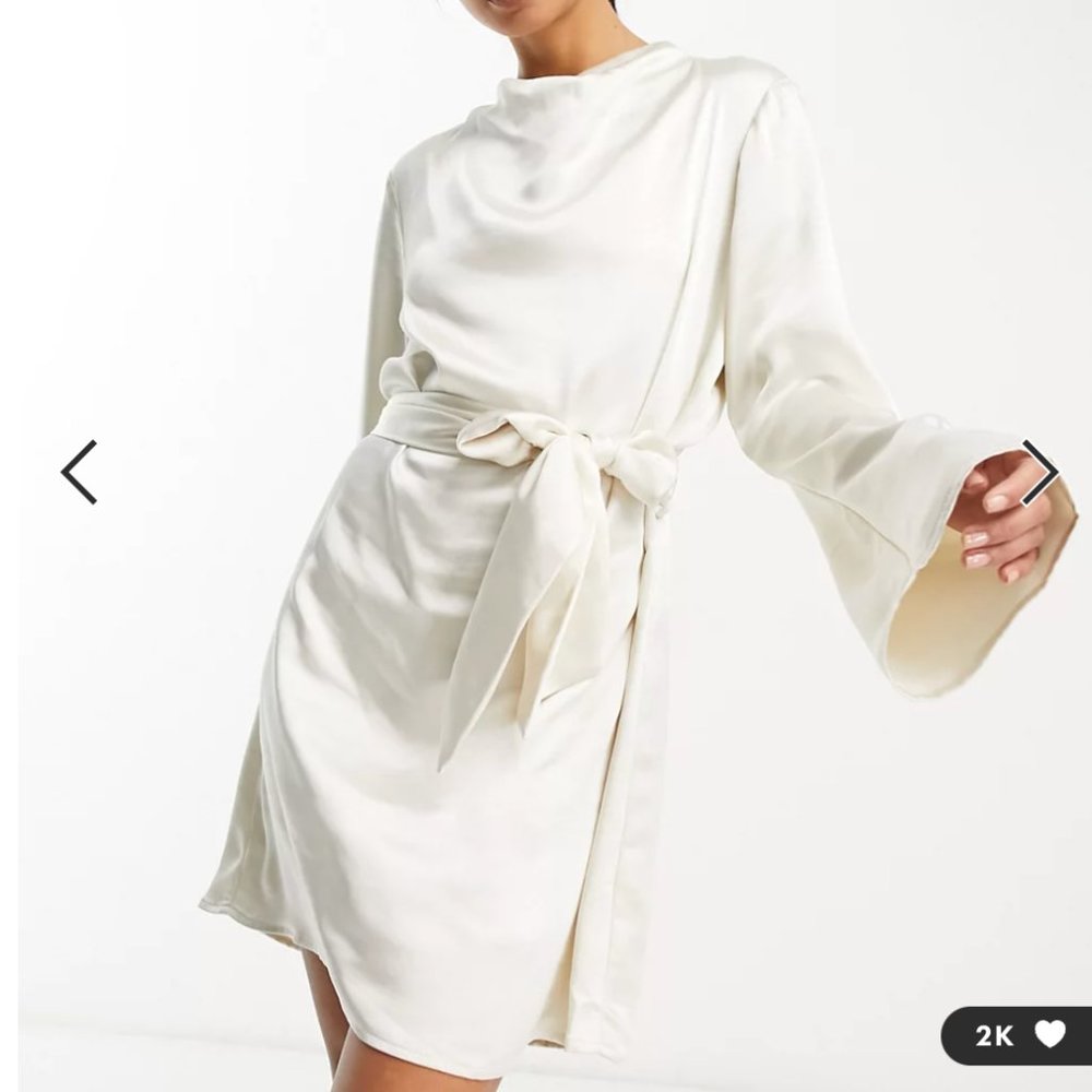 Pretty Lavish Jayda Tie Waist Satin Mini Dress